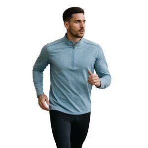 Fit2Run Men's Light Blue Heather Men's 1/4 Zip Pullover Performance Top L